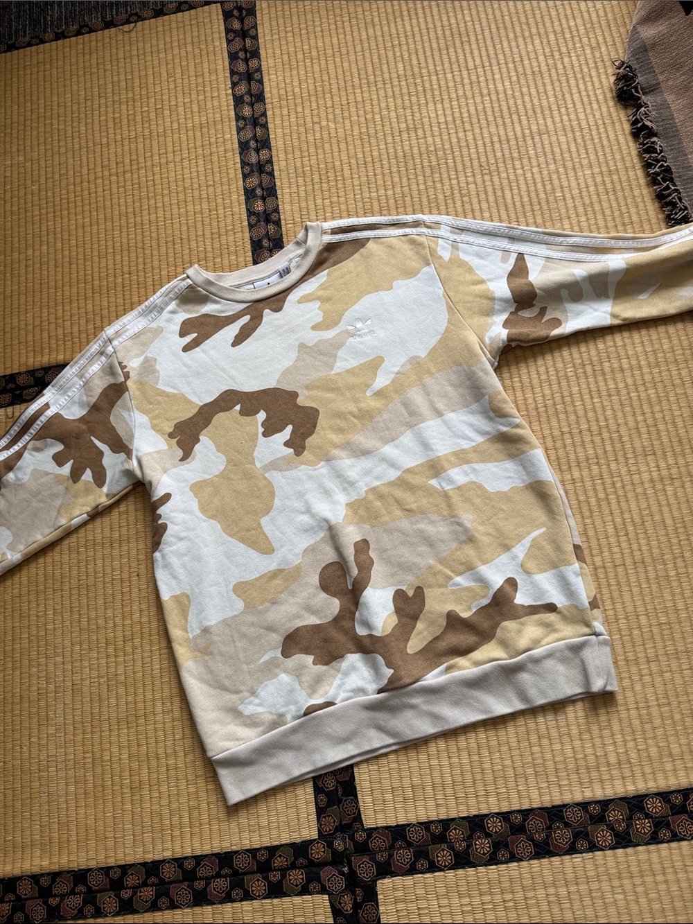 adidas Men's Beige, Brown & Cream Camo Crewneck Sweatshirt